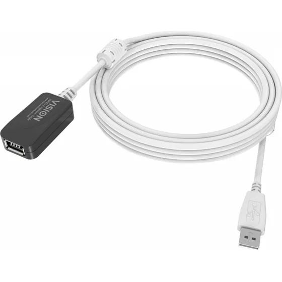 Vision Techconnect USB 5m Aktiv Forlængerkabel Hvid