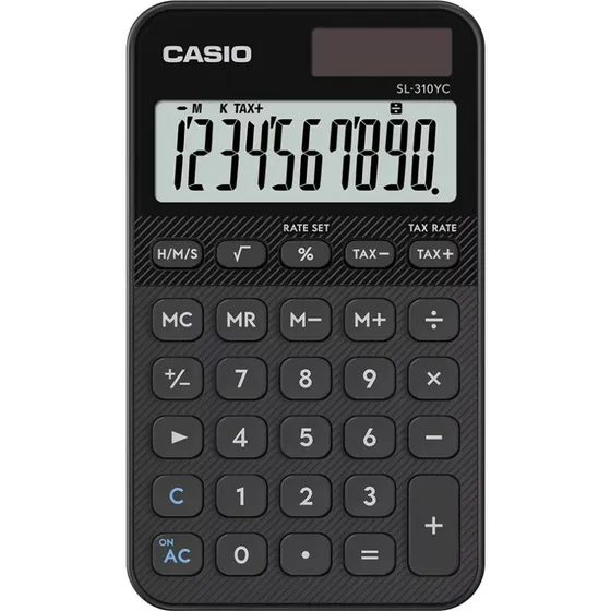 Casio SL-310YC Skrivebordsregner, sort, 10 cifre, solpanel
