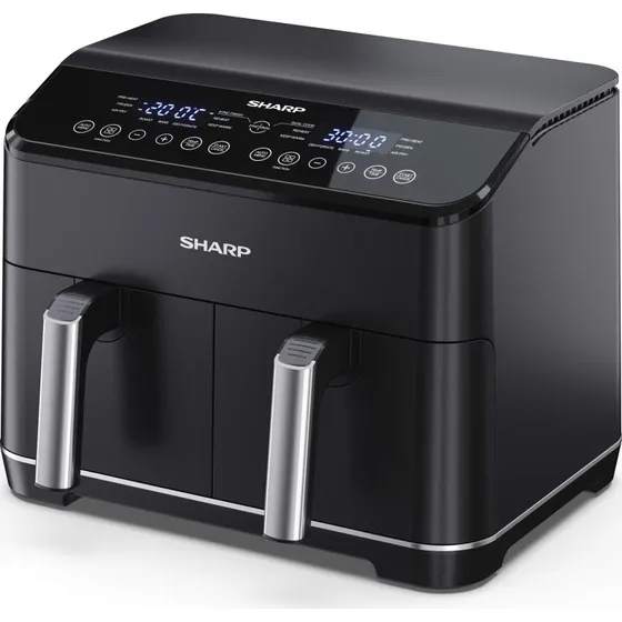 Sharp AF-GD82AE-B Dobbelt Airfryer 2x4L 1800W, Sort