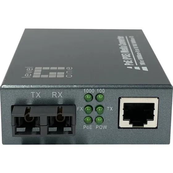 LevelOne GVT-2013 PoE Medieomformer 1000 Mbit/s Grå