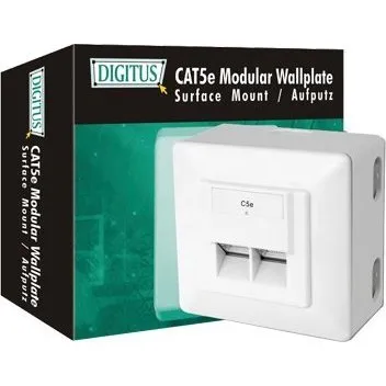 DIGITUS DN-9002-N Hvid, Vægmonteret RJ-45 Stikdåse, CAT 5e STP