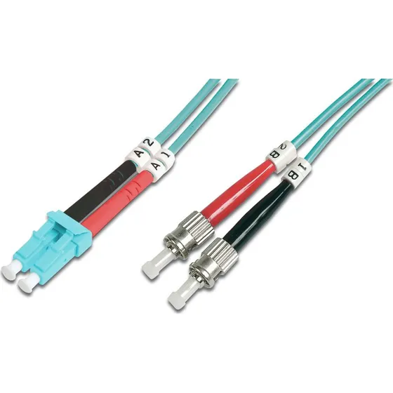 DIGITUS LC/ST OM3 Fiberoptisk Patchkabel 1m Aqua