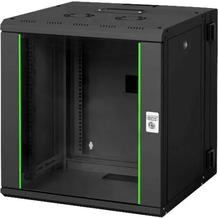 DIGITUS DN-19 12-U-3-SW Vægmonteret Rackkabinet, Sort, 12U, 19"