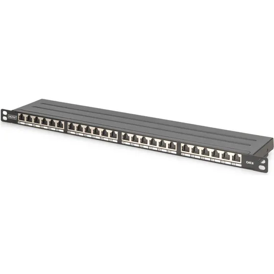 DIGITUS DN-91624S-SL-SH 19" Patchpanel 24× RJ45 Sort
