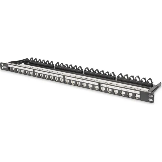 DIGITUS DN-91422 24-port Cat6a STP Patchpanel, 0,5U, sort
