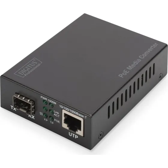 DIGITUS Gigabit PoE Media Converter, RJ45/SFP, op til 80 km