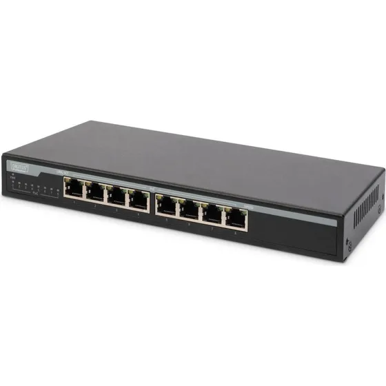 DIGITUS DN-95340 8-port Gigabit PoE Switch, Sort