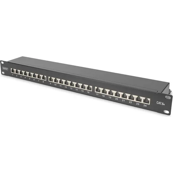 DIGITUS DN-91624S-EA-B CAT6a 24-port STP Patchpanel 1U 19" Sort