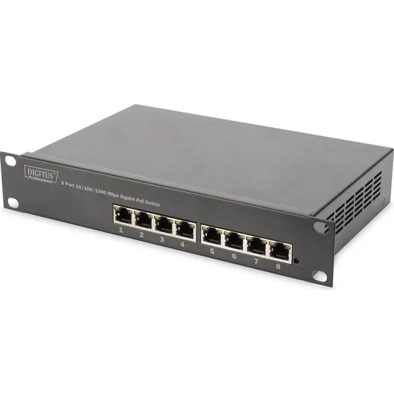 DIGITUS 8-Port Gigabit PoE Switch 10" Uadministreret