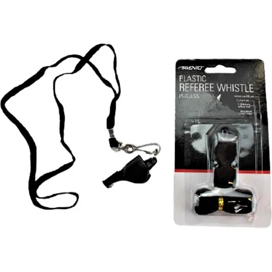 Dommer - Dommerfløjte i plastik, sort (uden kugle, med snor)