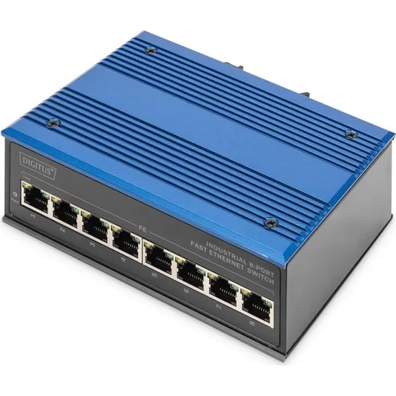 DIGITUS DN-650106 Industriel 8-port 10/100 Mbps Switch, blå