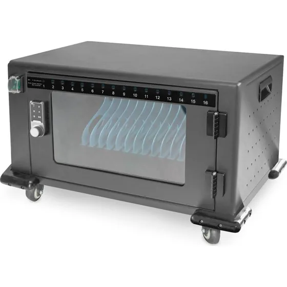 DIGITUS DN-45003 16-enheds opladningsvogn med hjul, sort