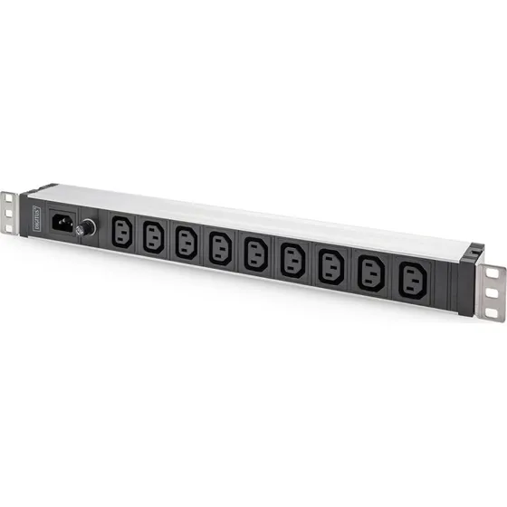 DIGITUS Strømfordelingsenhed 9-stik 10A 1U 19" Sort