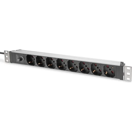 DIGITUS 8-Port 1U Stikdåse 2m C14 Aluminium