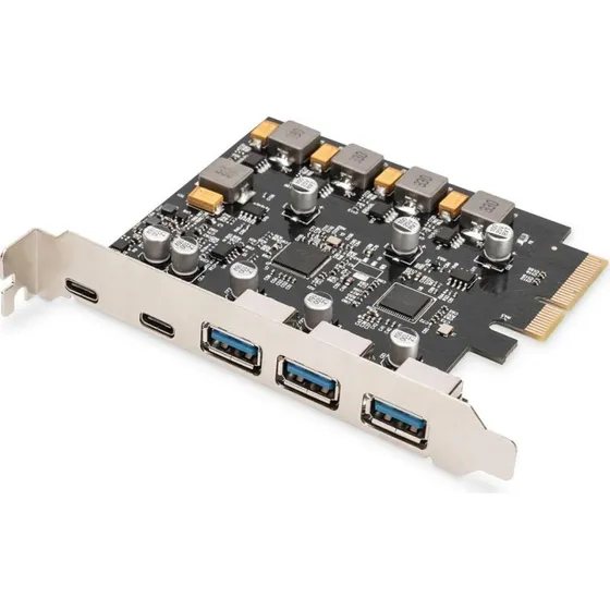 DIGITUS DS-30222 PCIe USB 3.1 Gen2 Netværksadapter med 2x USB-C og 3x USB-A