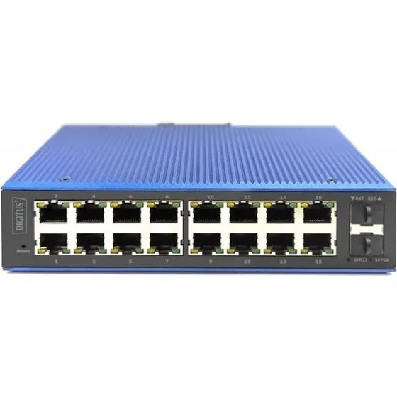 DIGITUS 18-porte Gigabit Ethernet Switch, industrielt, L2, administreret