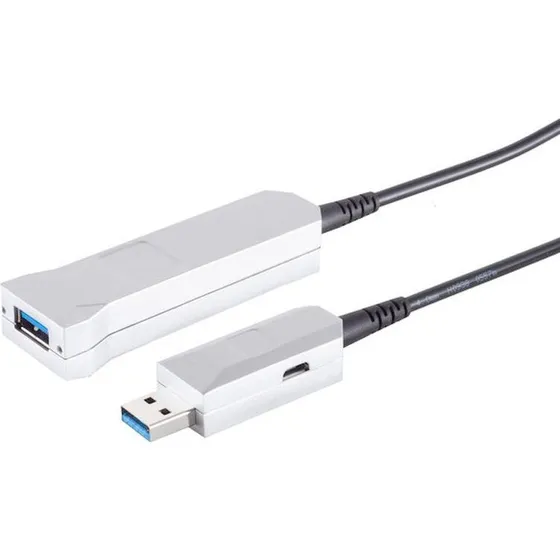 S-impuls Optisk USB 3.0 15m 5Gbps Forlængerkabel med Ekstern Strømforsyning