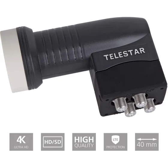 Telestar Skyquad HC LNB, 4-brugers, digital-kompatibel, sort