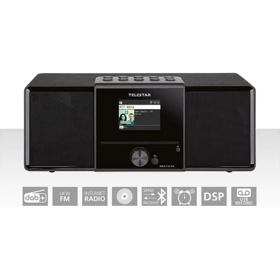 Telestar Dira S32i CD Multifunktionel Stereoradio med DAB+ og Bluetooth, Sort