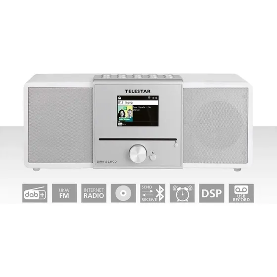 Telestar Dira S32i CD Multifunktionel Hvid Stereoradio med DAB+ og Bluetooth