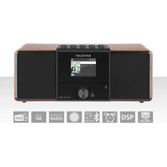 Telestar Dira S32i CD Multifunktionel Stereo med DAB+/Bluetooth Træ