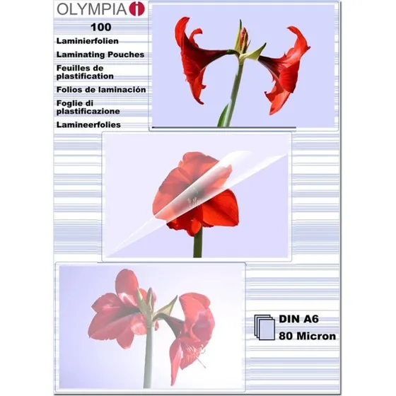 Olympia Lamineringsfilm A6 (105 x 148 mm) Gennemsigtig, 100 stk.