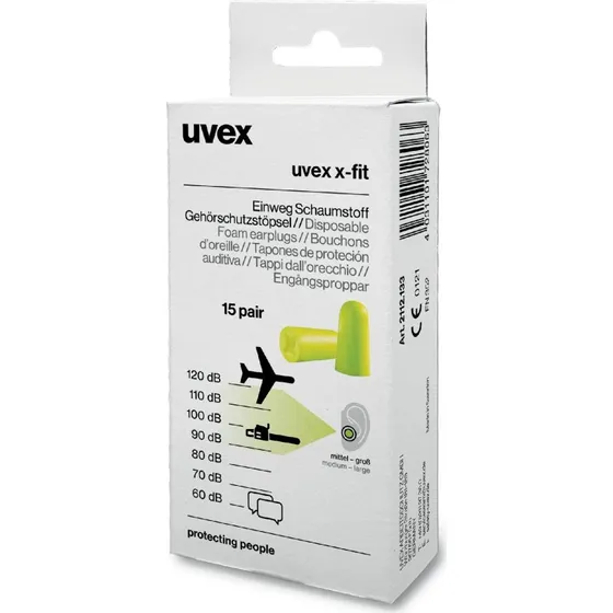 Uvex 2112133 Genanvendelige Ørepropper Grøn 15 stk