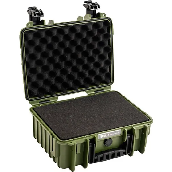 B&W 3000 Outdoor Flightcase Mørkegrøn med Skum Polstring