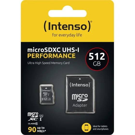 Intenso microSD 512GB UHS-I CL10, Sort
