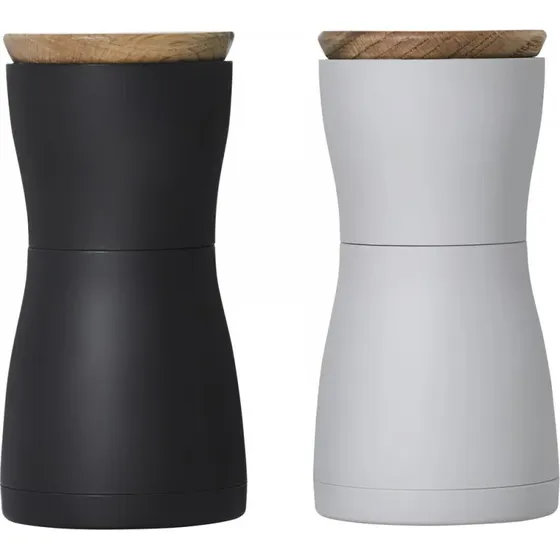 AdHoc Twin Mini Salt- og Peberkværn Sæt, Sort/Grå, 13,3 cm