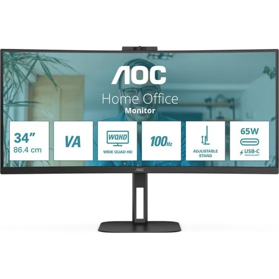 AOC CU34V5CW 34" buet WQHD 100 Hz USB-C 65 W sort