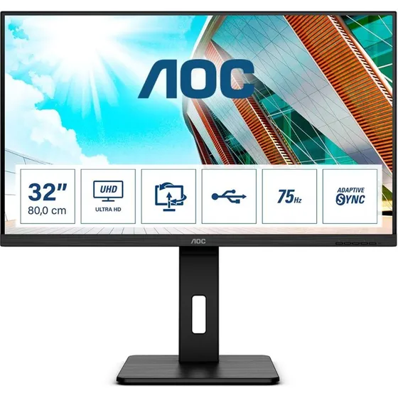 AOC U32P2 32" 4K VA-skærm, sort