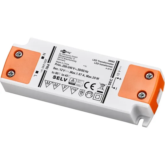 Goobay LED-transformer 12V DC 20W, IP20, slimline