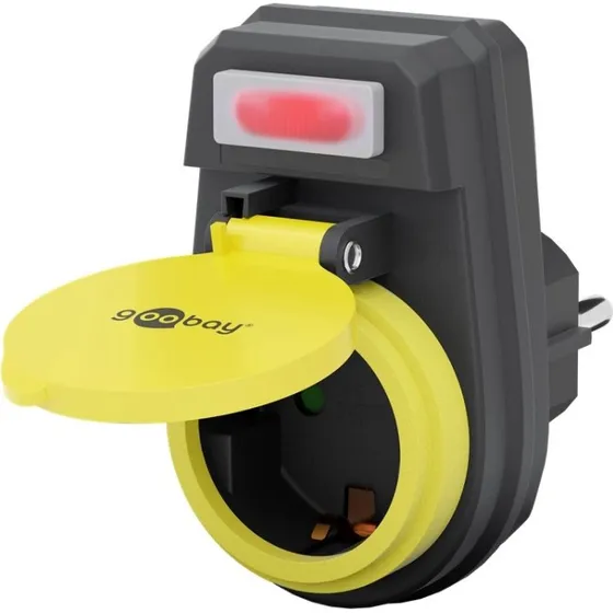 Goobay Safety Socket Type F, 16 A, sort, udendørs, IP44