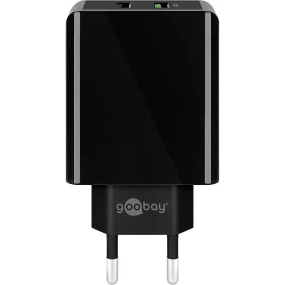 goobay Netadapter 28W QC3.0, 2xUSB, Sort