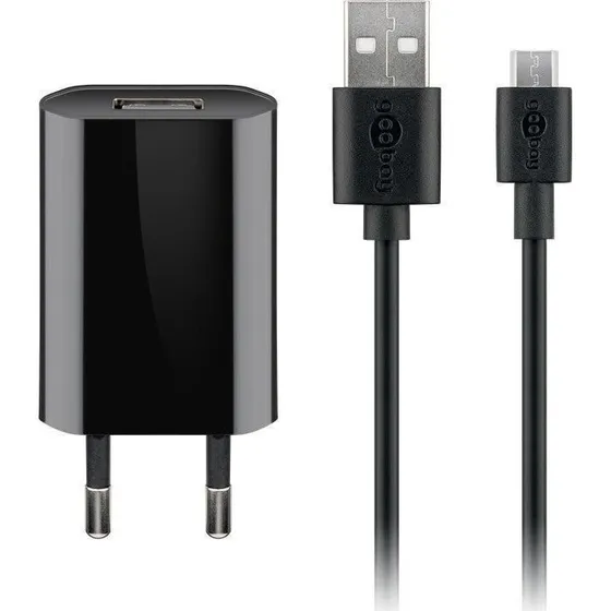 Goobay Micro-USB 5 W oplader + 1 m kabel, sort
