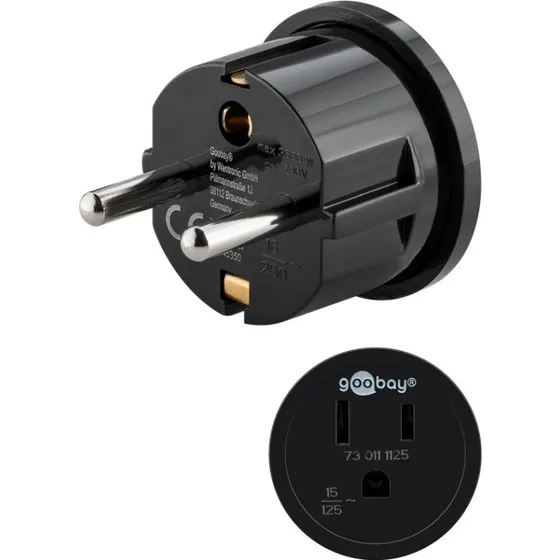Goobay Rejseadapter USA/Japan til EU (typ F/C, sort)