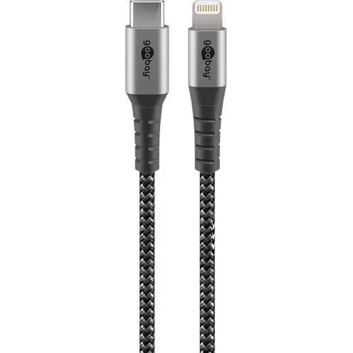 Goobay Lightning-USB-C 2 m MFi, svart grå