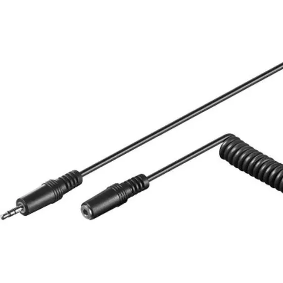 goobay Audioforlænger 5m, 3,5mm stereo JACK, spiralkabel, sort