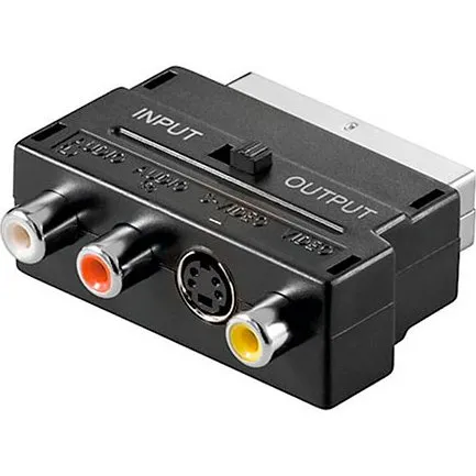 Goobay Scart adapter med switch – SCART han til 3x RCA + S-VHS