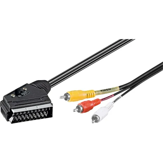 Goobay SCART Adapterkabel 2m, RCA x3 til SCART, Sort