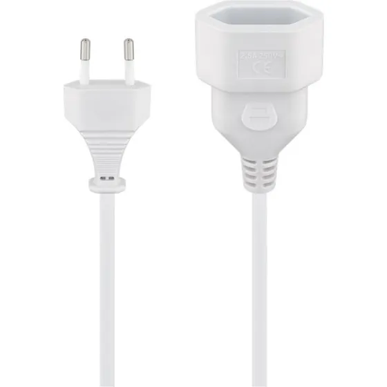 Goobay Førlængningskabel Europlug 3 m, hvid