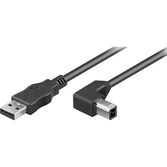 goobay Pro USB-A/B 2.0 90° 2m Sort
