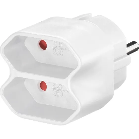 Goobay Kompakt 2-udgangs Euroadapter, Hvid
