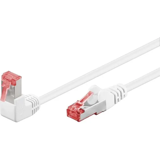 Goobay CAT 6 S/FTP 90° vinklet, hvid, 1 m, kobber