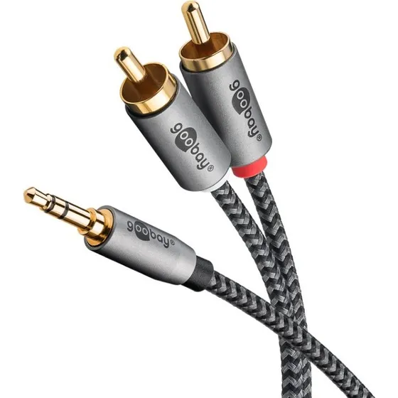 Goobay 65288 Ljudadapterkabel 3,5 mm til 2x RCA, 2 m, sort