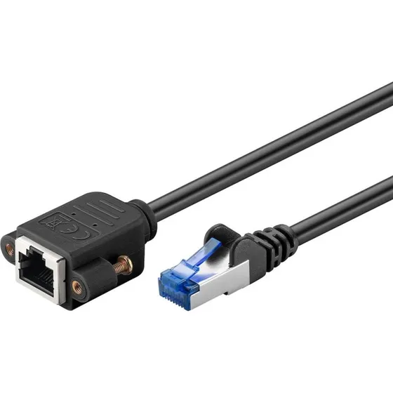 Goobay Cat6a S/FTP 0,5 m Guldstik Sort