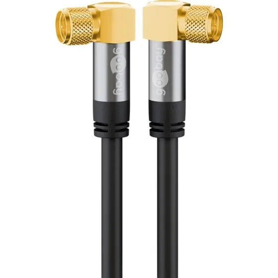 Goobay SAT-antennekabel 3m, 4x afskærmet, guldbelagt, F-stik 90°