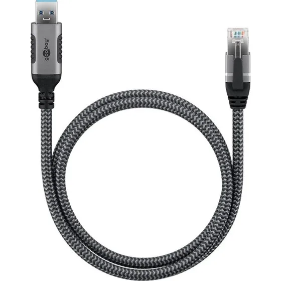 Goobay CAT 6 FTP 10m USB-A til RJ45 Netværkskabel Sort/Sølv