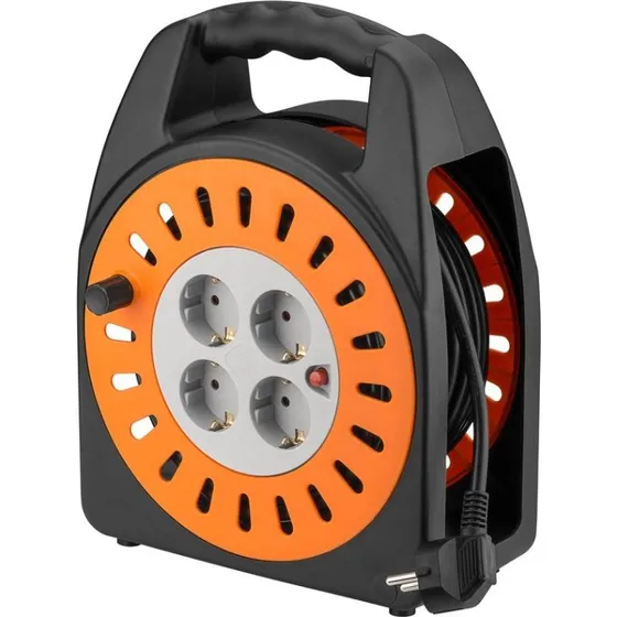 Goobay Kabeltrumma 25 m, 4x beskyttelsesudtag, orange